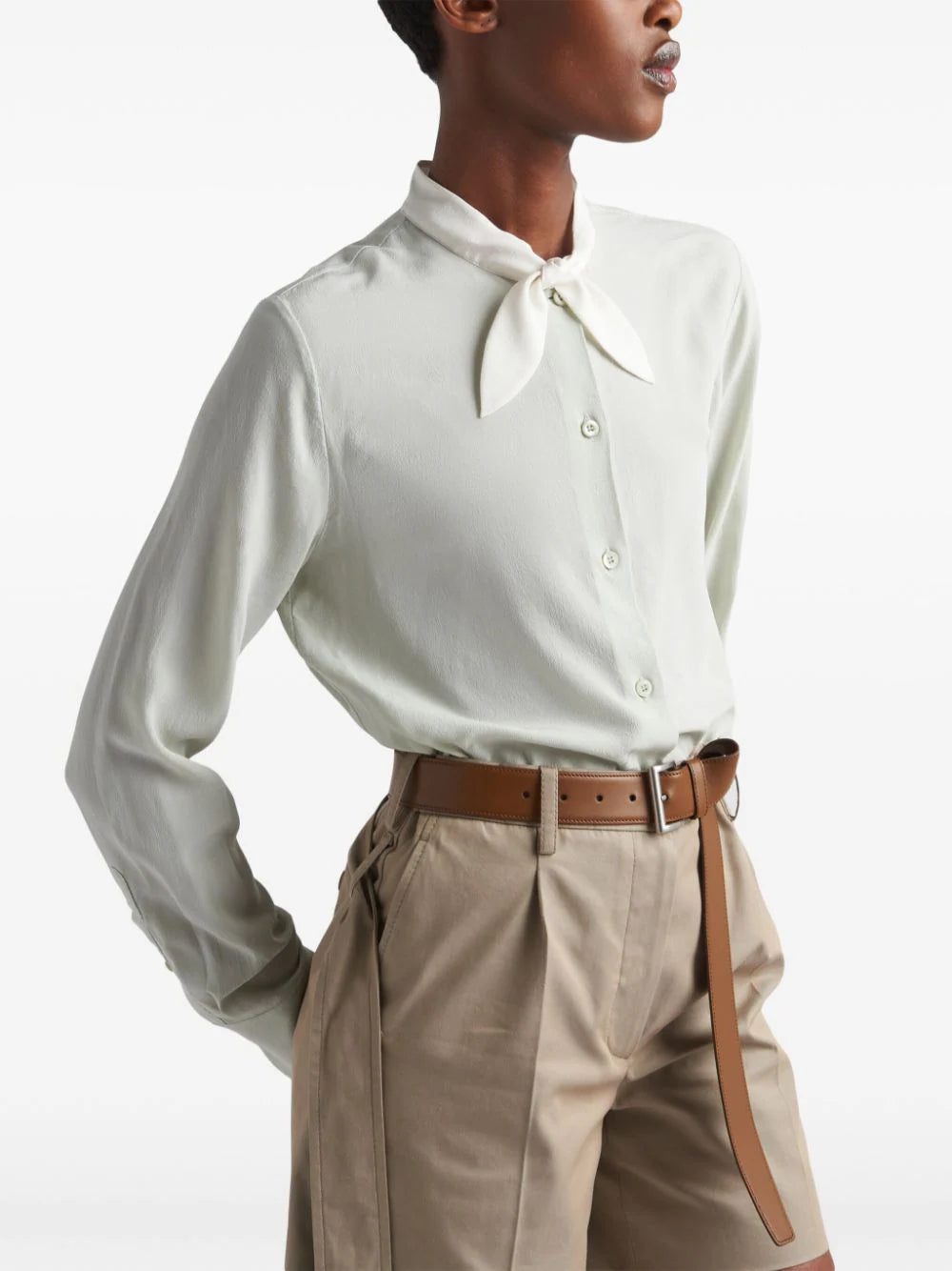 Prada scarf-collar silk shirt - Image 4