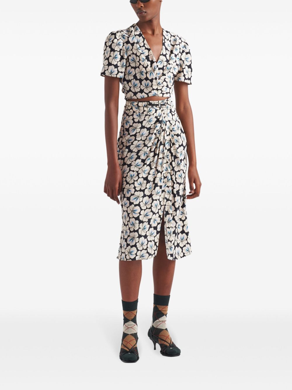 Prada floral-print cropped top - Image 4