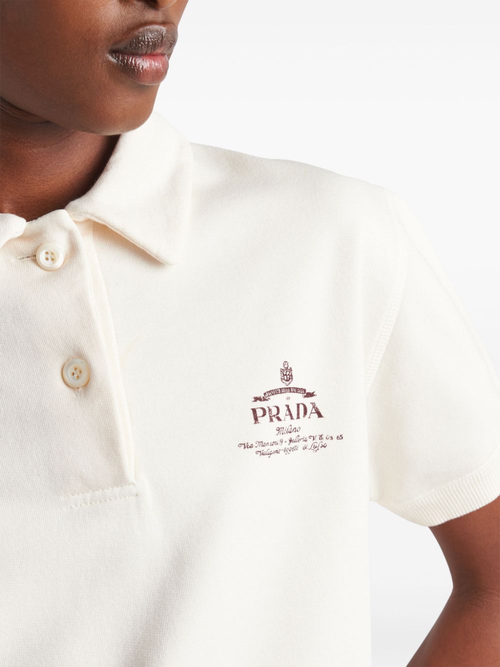 Prada logo-print fleece polo shirt - Image 4
