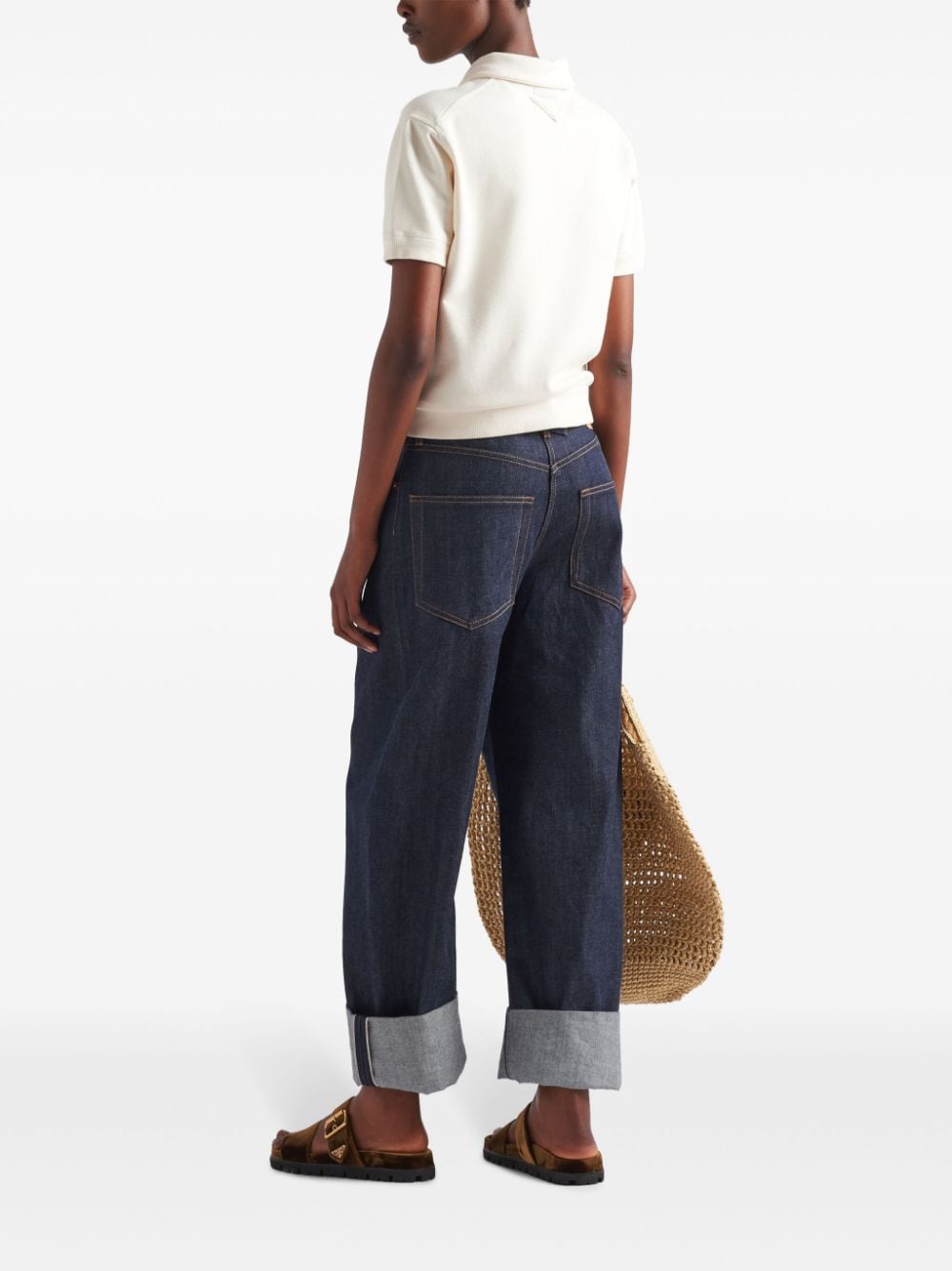 Prada logo-print fleece polo shirt - Image 3