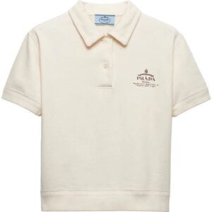 Prada  logo-print fleece polo shirt