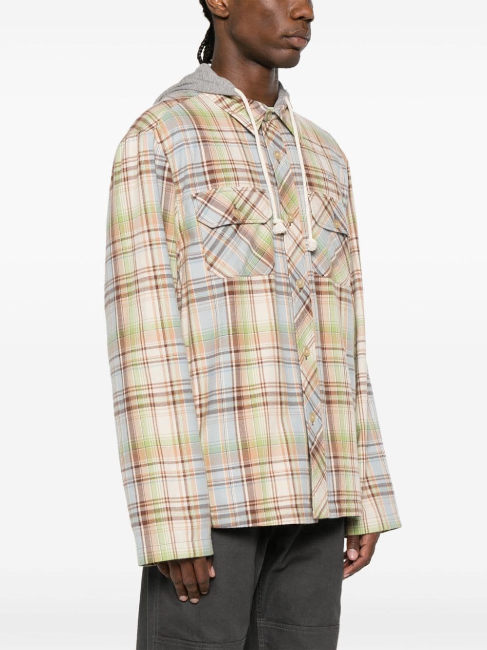Acne Studios buttoned checked hoodie - Image 4