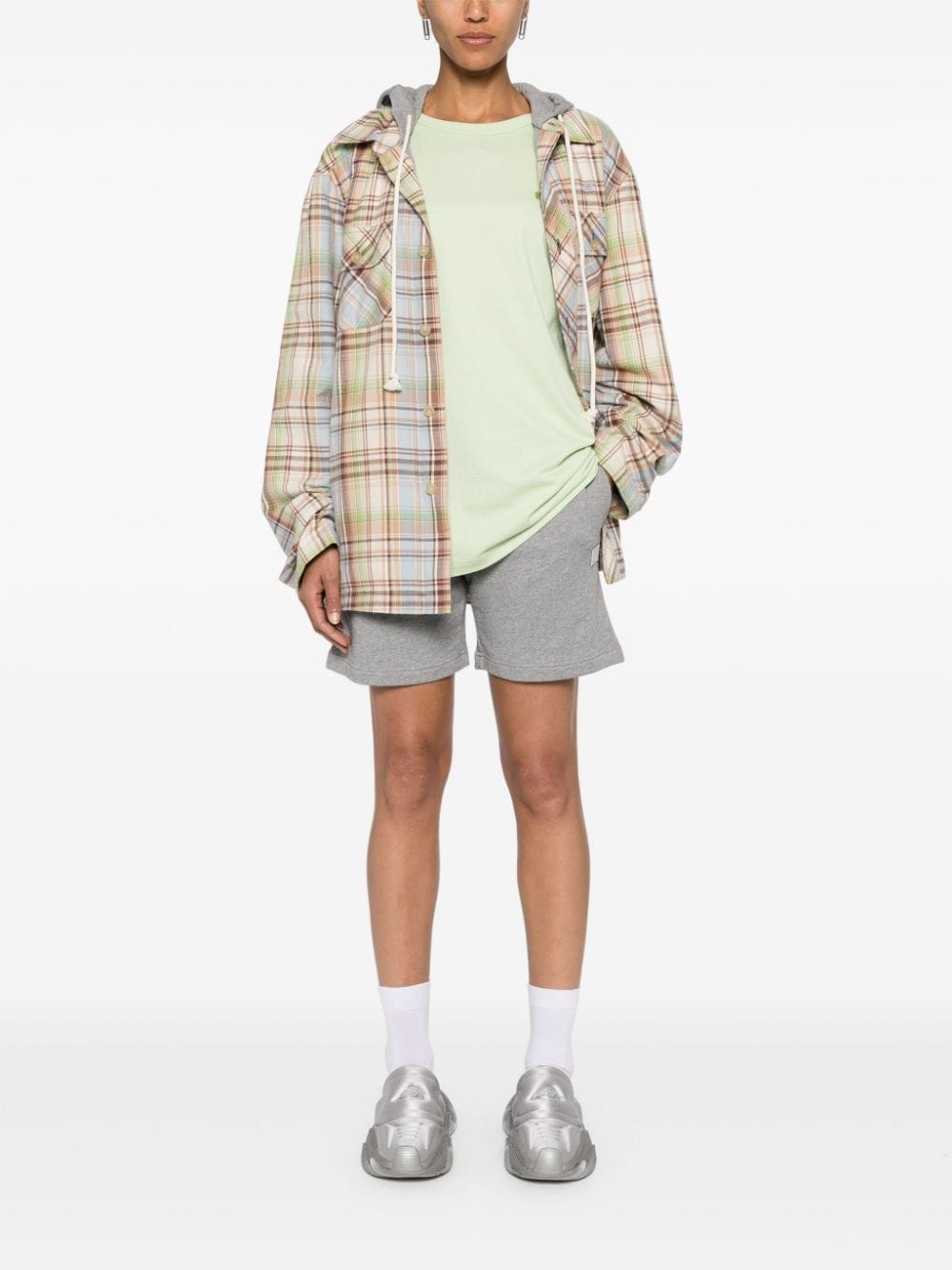 Acne Studios buttoned checked hoodie - Image 3