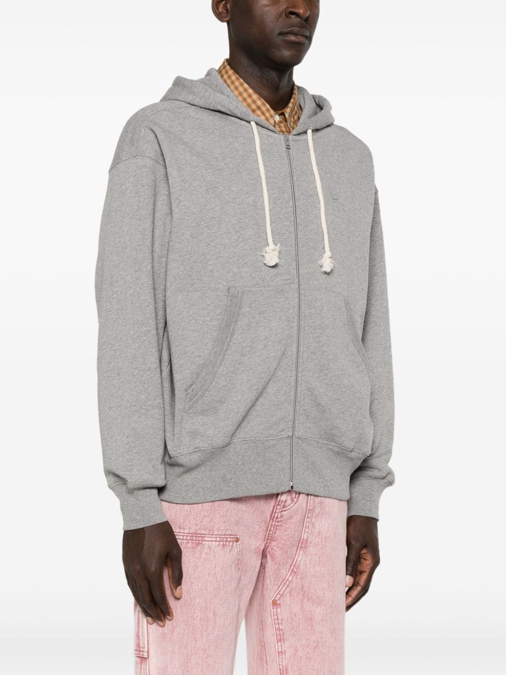 Acne Studios Face logo-appliqué cotton zip-up hoodie - Image 4