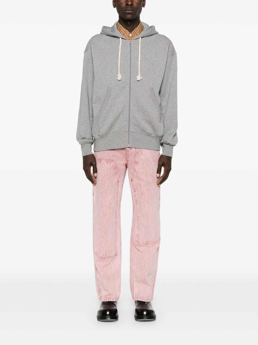 Acne Studios Face logo-appliqué cotton zip-up hoodie - Image 2