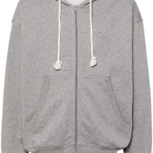 Acne Studios Face logo-appliqué cotton zip-up hoodie