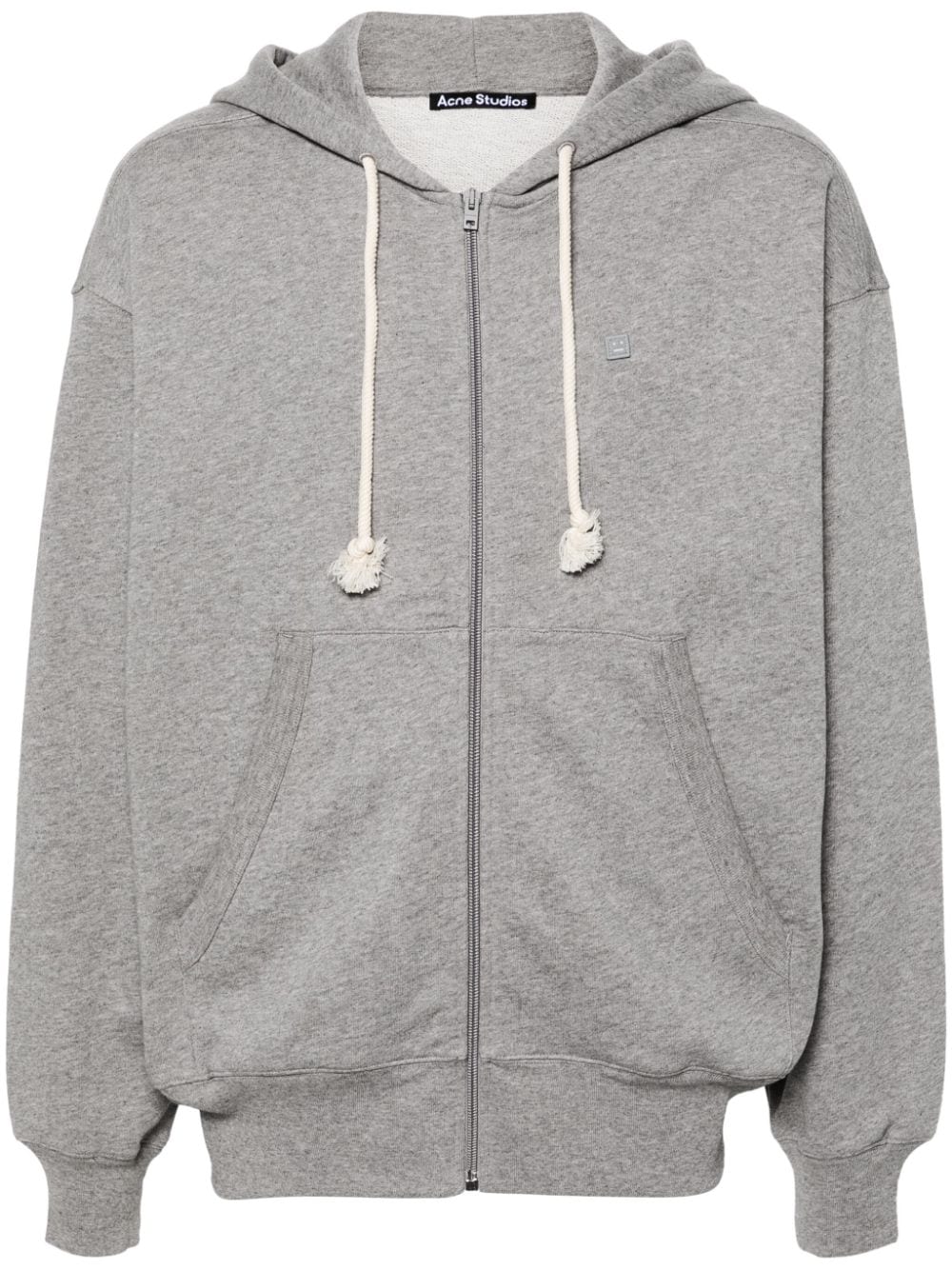 Acne Studios Face logo-appliqué cotton zip-up hoodie