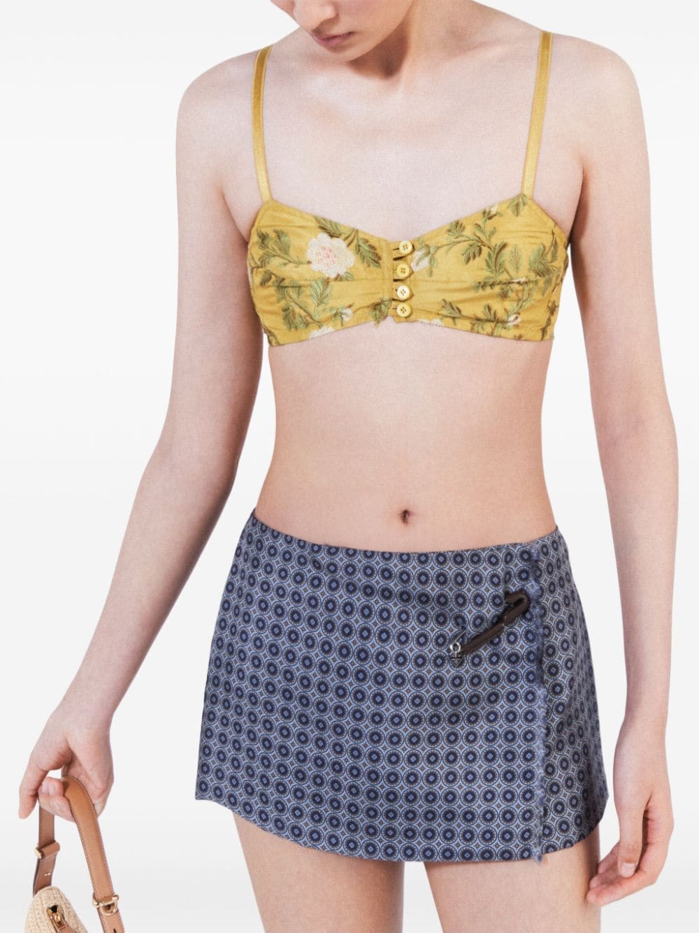 Prada floral-jacquard silk bralette top - Image 3
