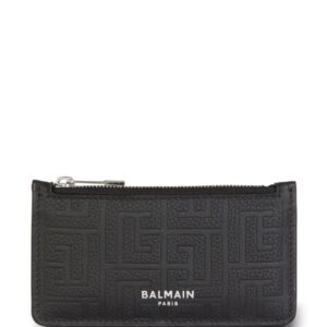 Balmain monogram-embossed leather cardholder