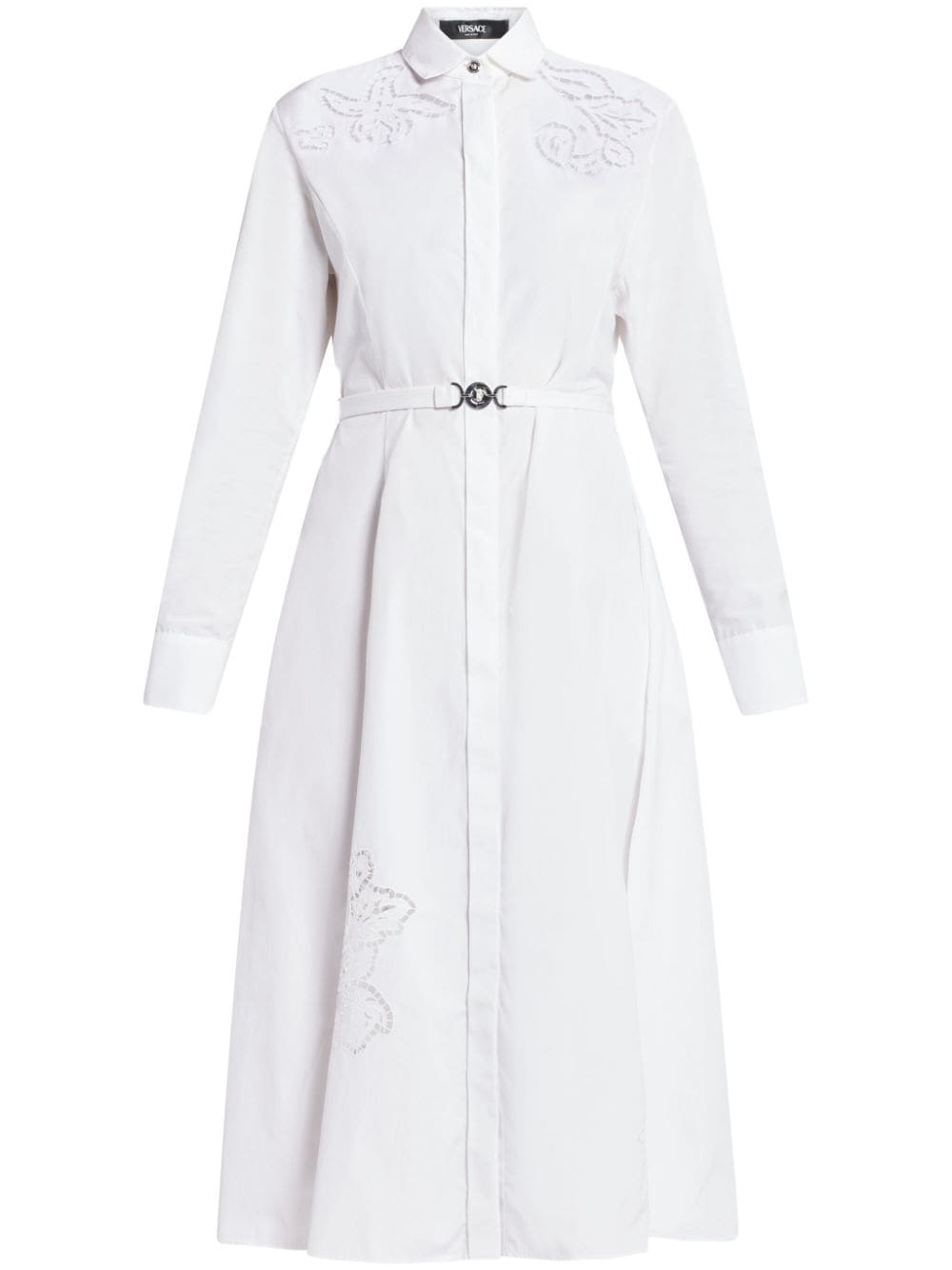 Versace broderie-anglaise cotton shirtdress