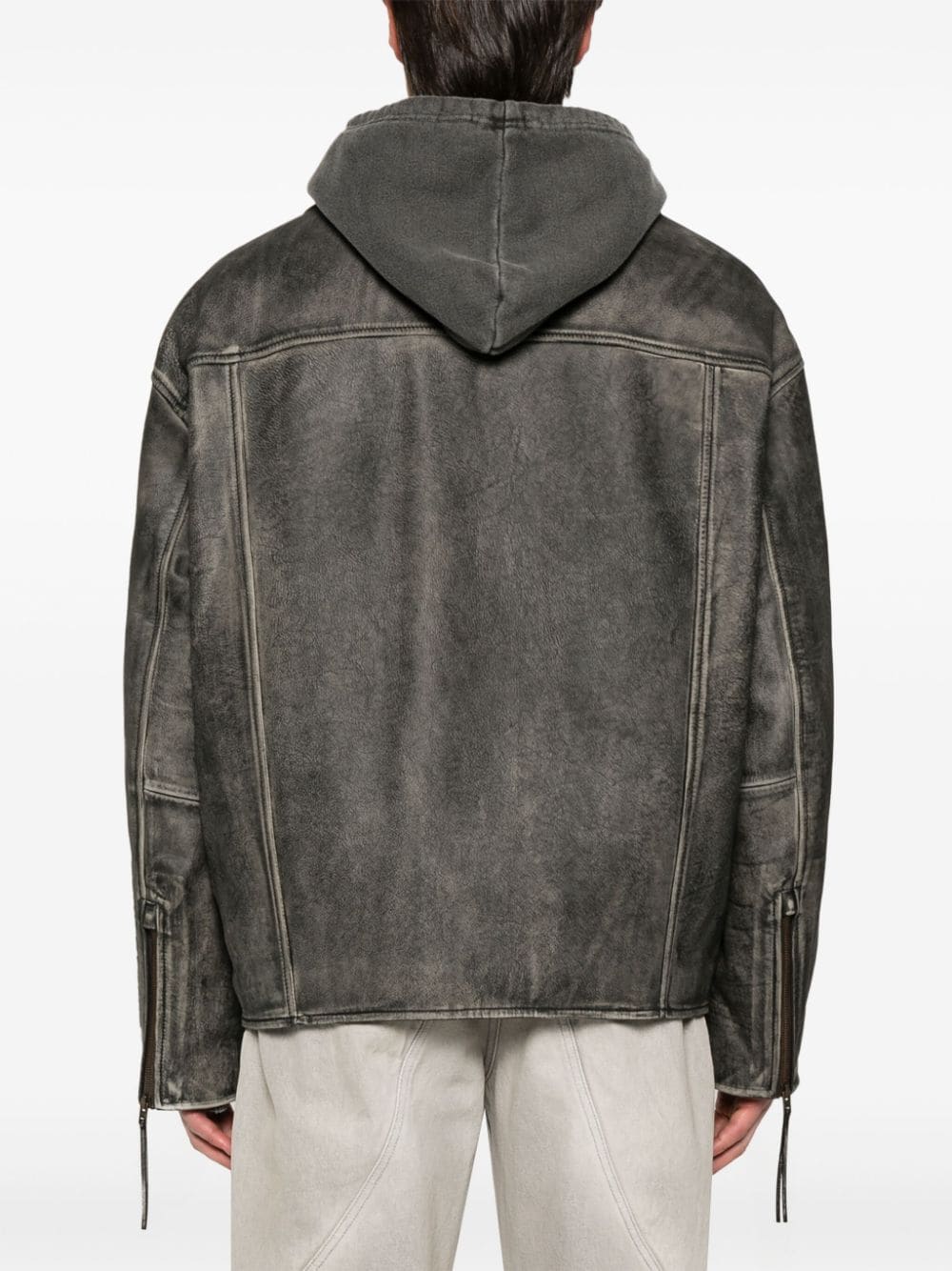 Acne Studios logo-embossed biker leather jacket - Image 4