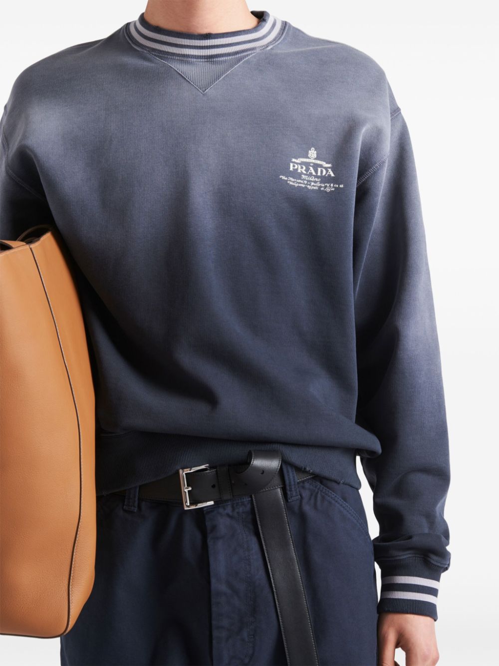 Prada logo-embroidered cotton sweatshirt - Image 2