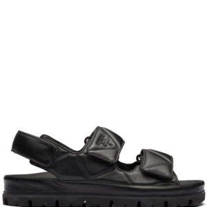 Prada  logo-lettering quilted leather sandals