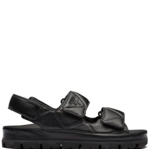 Prada  logo-lettering quilted leather sandals
