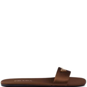 Prada  triangle-logo satin slides