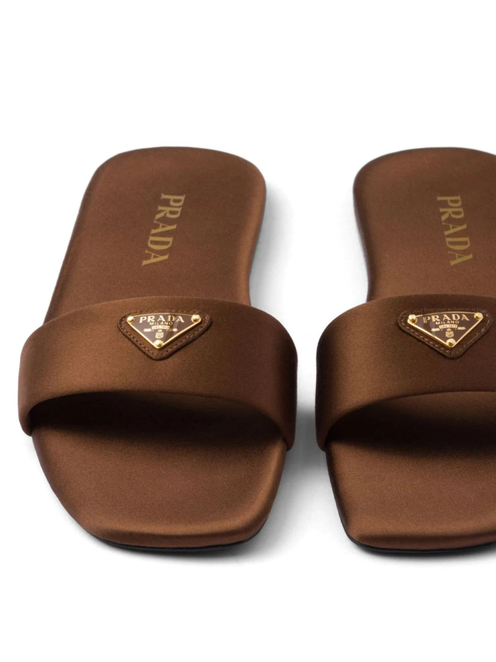 Prada triangle-logo satin slides - Image 4