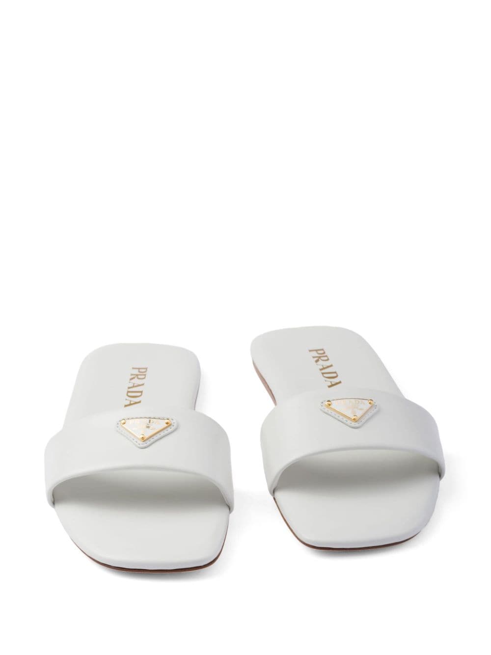 Prada triangle-logo leather slides - Image 2