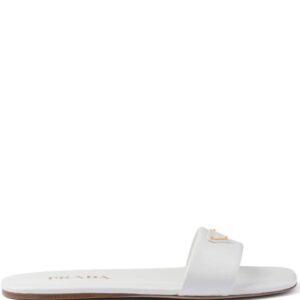Prada triangle-logo leather slides