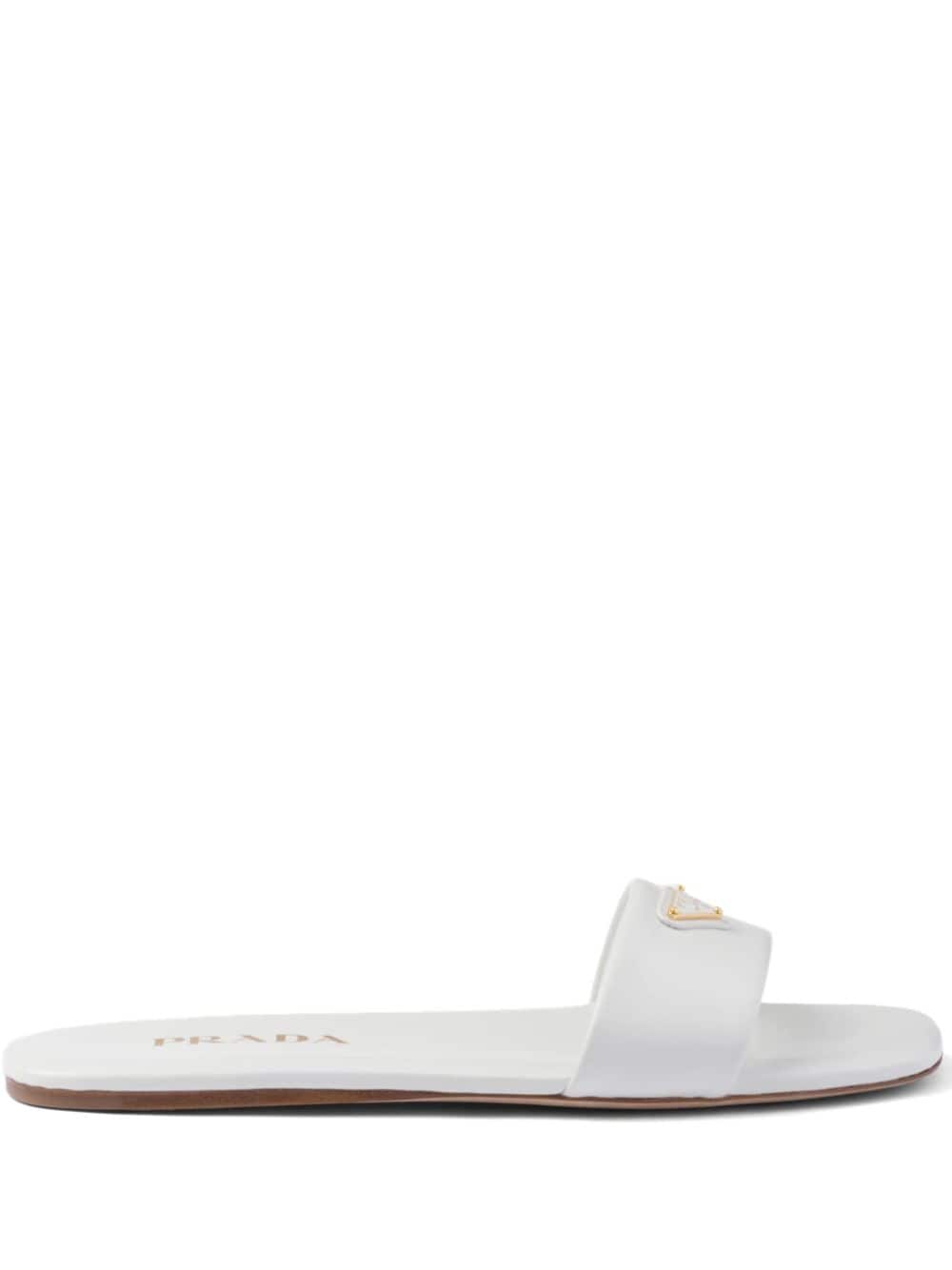Prada triangle-logo leather slides
