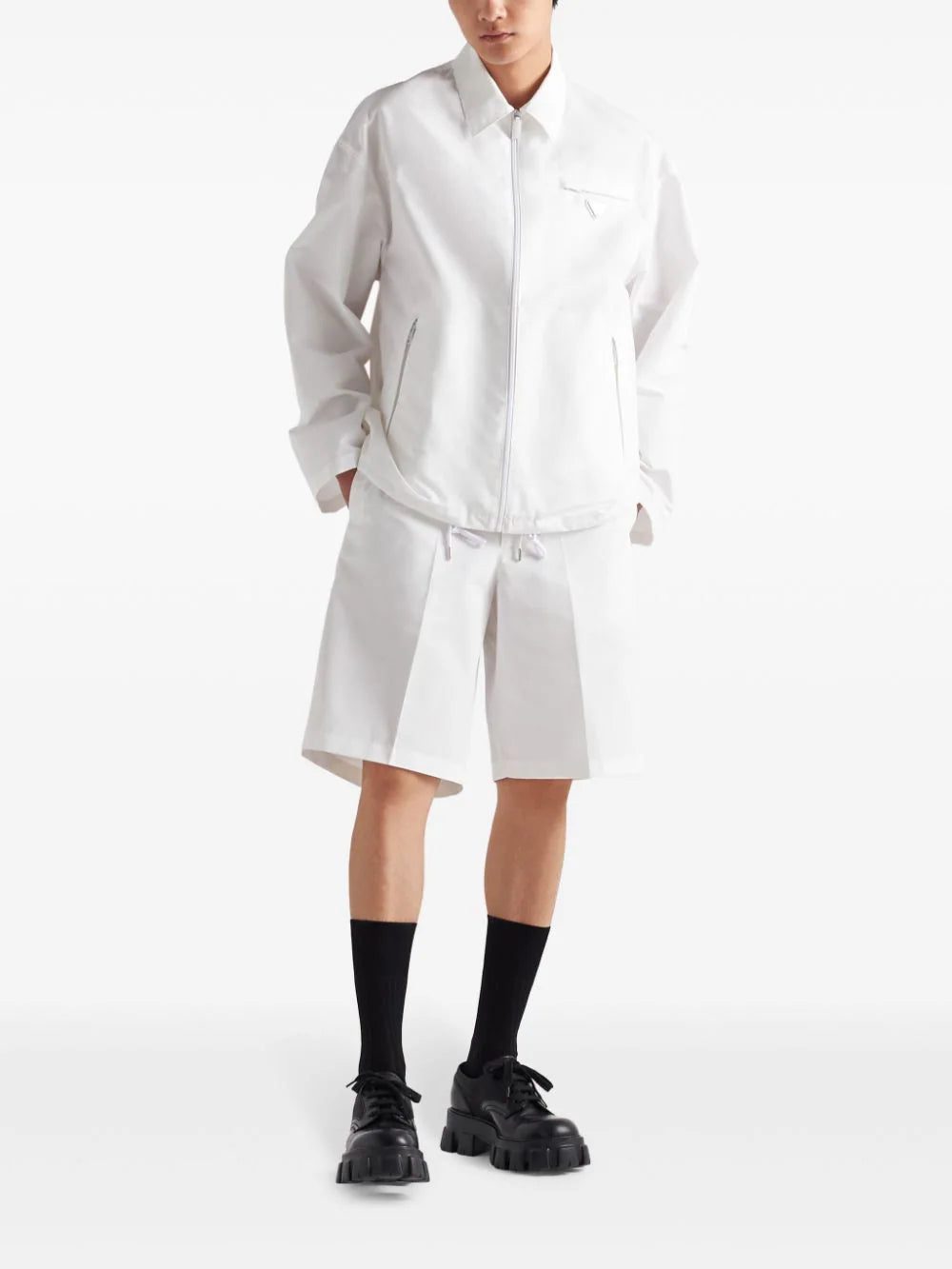 Prada triangle-logo cotton jacket - Image 2