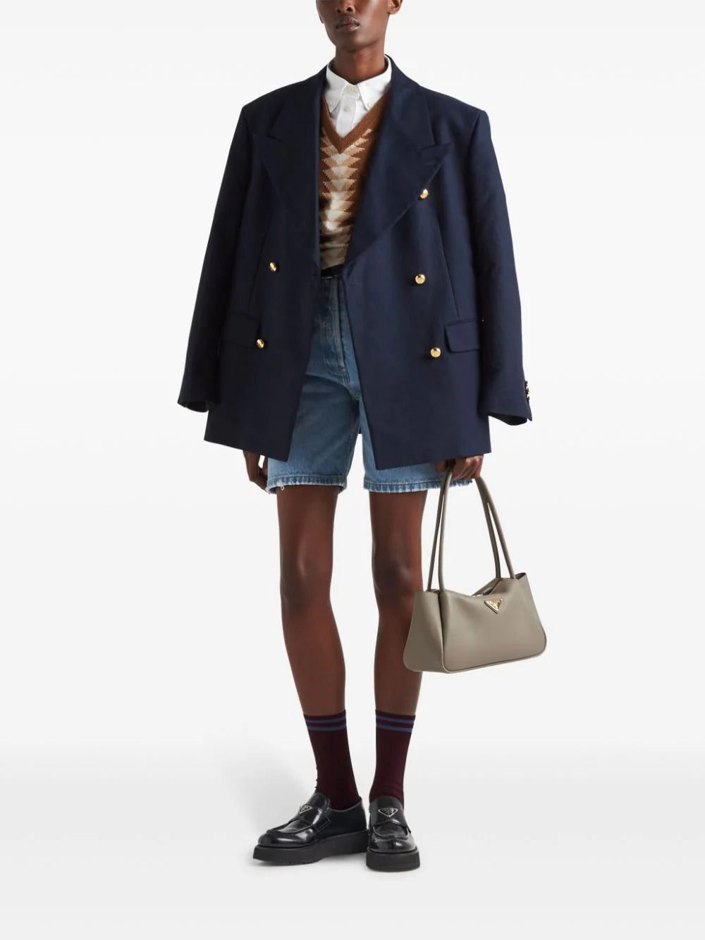 Prada Triangle-logo high-rise denim shorts - Image 2