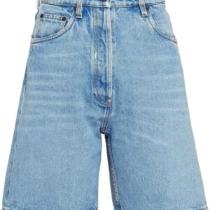 Prada Triangle-logo high-rise denim shorts