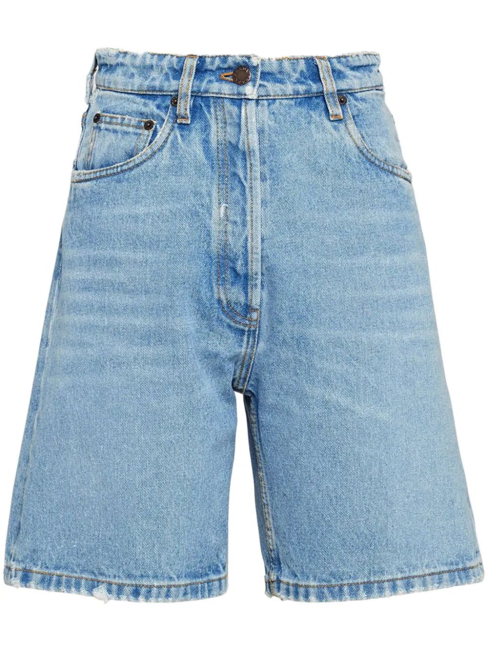 Prada Triangle-logo high-rise denim shorts