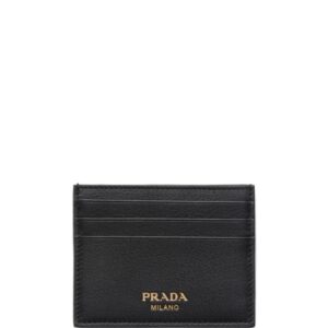 Prada logo-stamp leather card holder