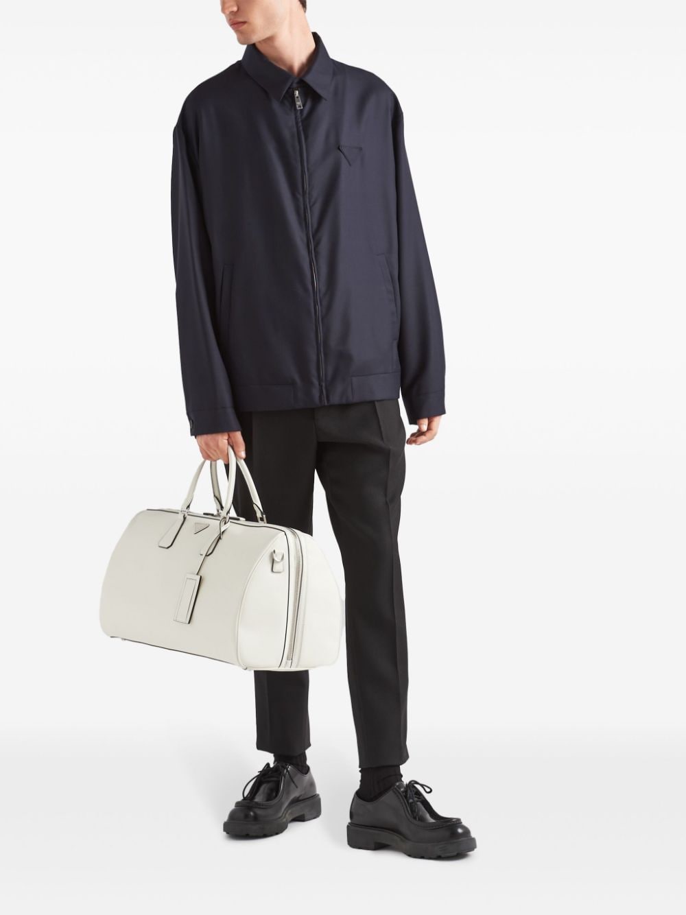 Prada triangle-logo wool-silk jacket - Image 2