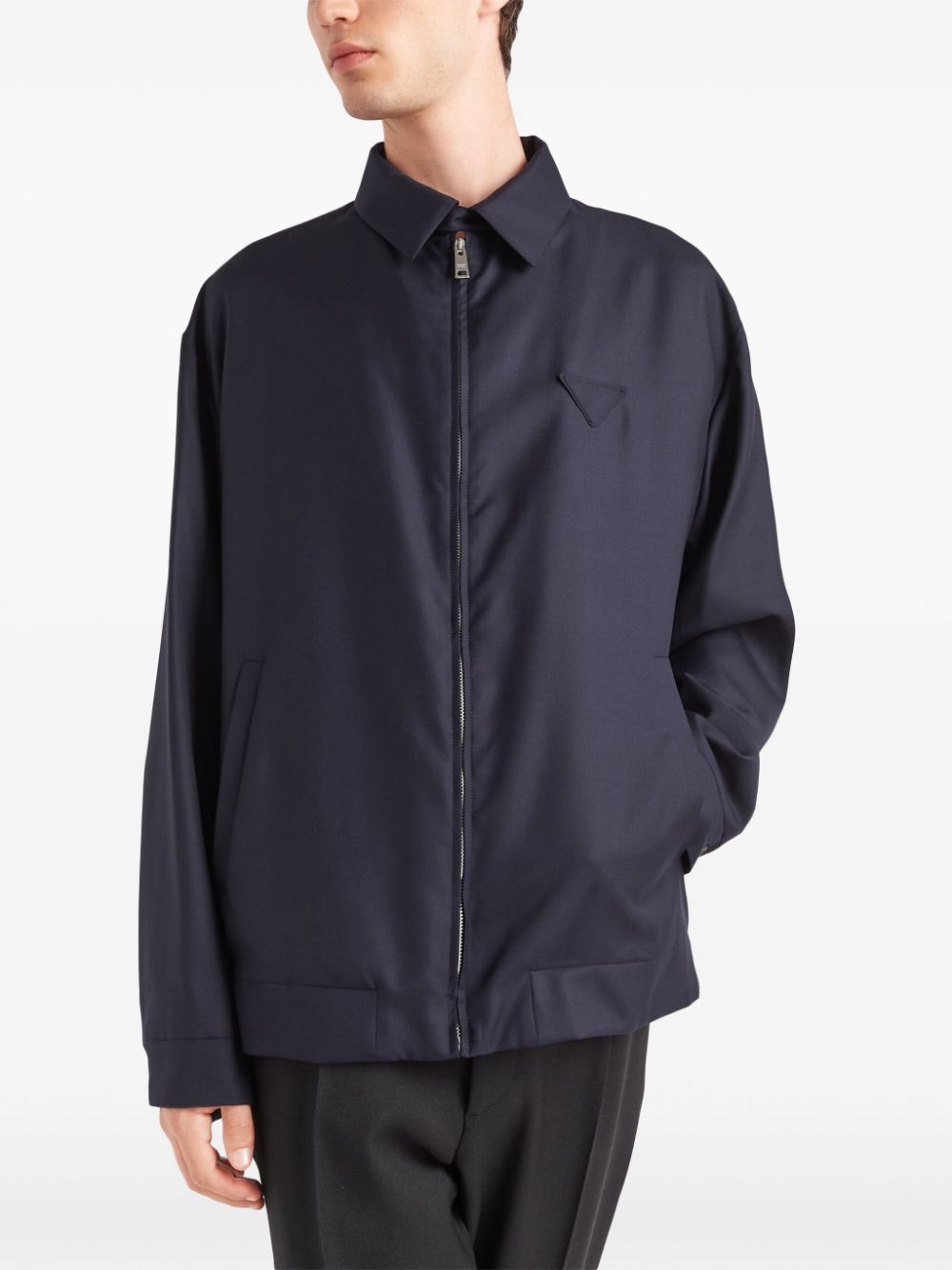 Prada triangle-logo wool-silk jacket - Image 4