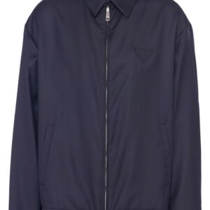 Prada triangle-logo wool-silk jacket
