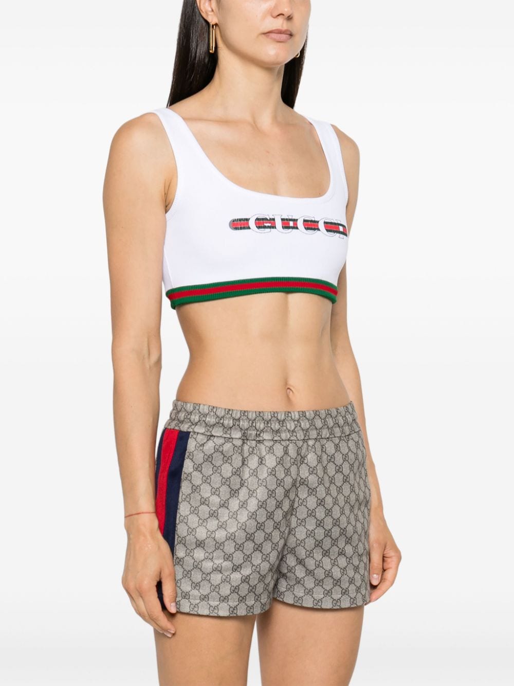 Gucci Web-detail ribbed crop top - Image 3