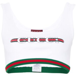 Gucci Web-detail ribbed crop top