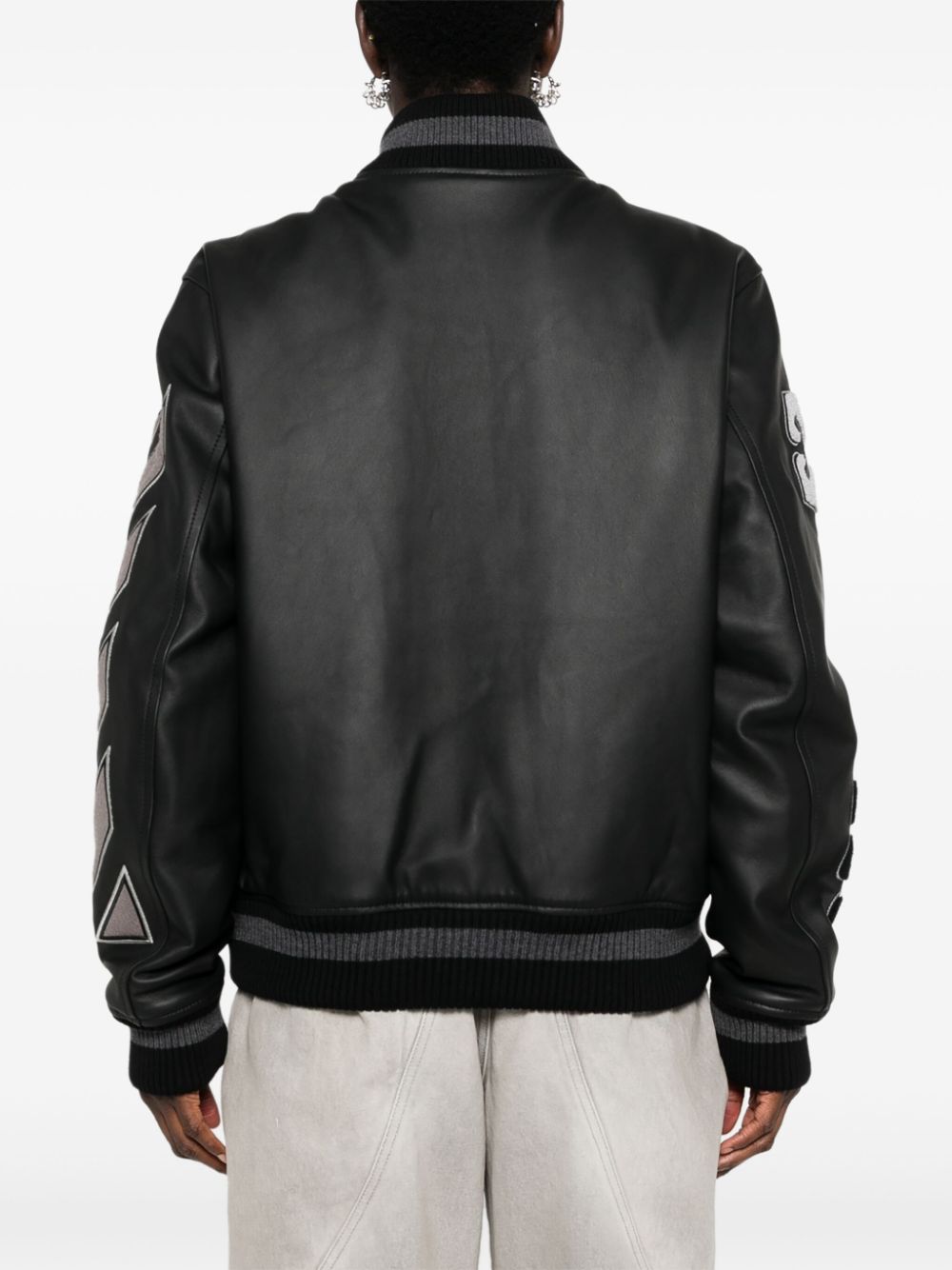 Off-White appliqué leather bomber jacket - Image 4