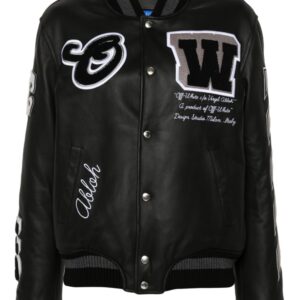 Off-White  appliqué leather bomber jacket