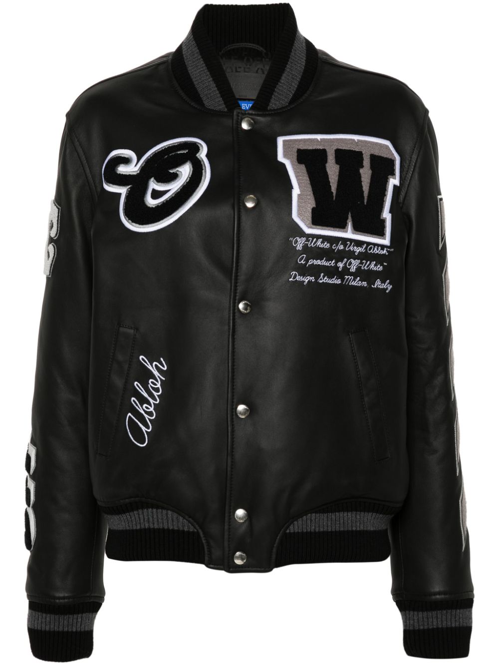 Off-White appliqué leather bomber jacket