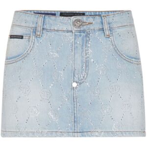 Philipp Plein monogram denim skirt