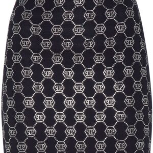 Philipp Plein monogram-embellished knitted mini skirt