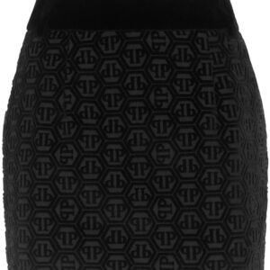 Philipp Plein monogram velvet mini skirt