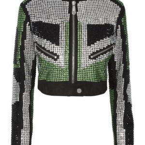 Philipp Plein  strass cropped biker jacket