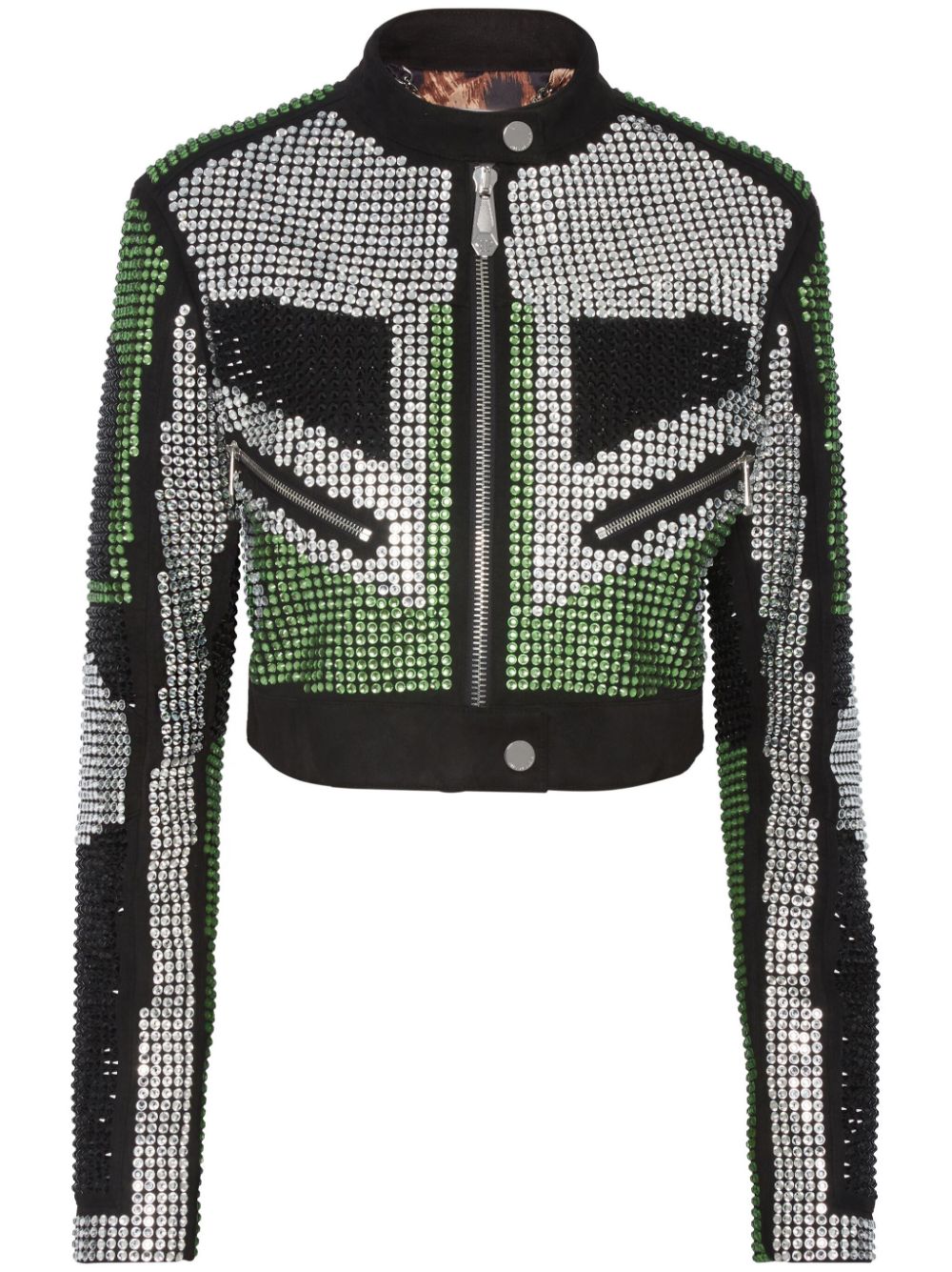 Philipp Plein strass cropped biker jacket
