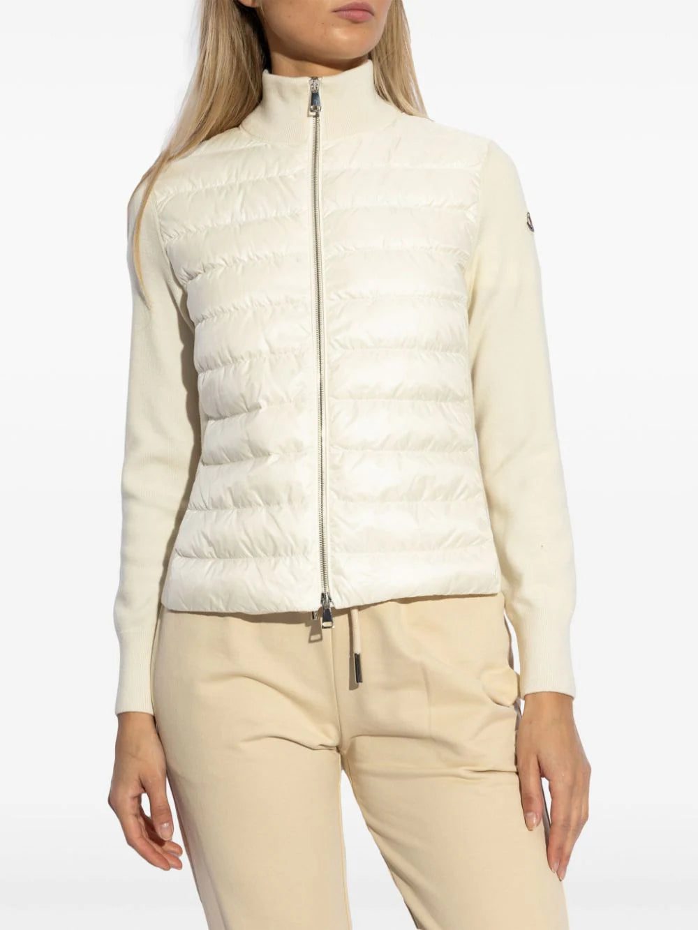 Moncler logo-appliqué panelled puffer jacket - Image 3