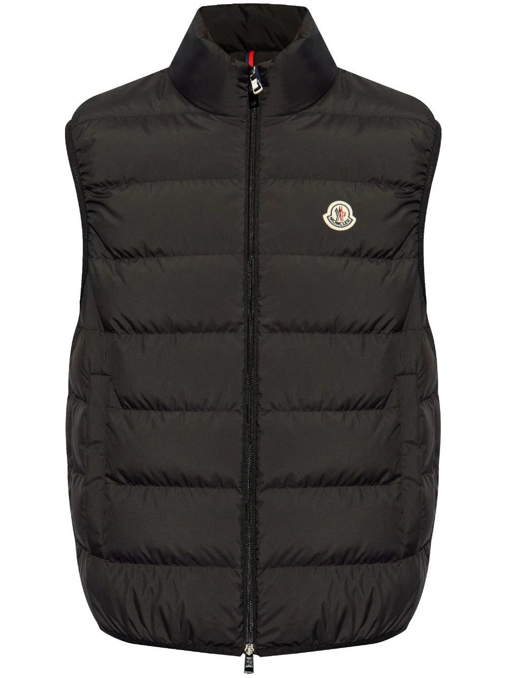 Moncler mock neck logo patch down gilet