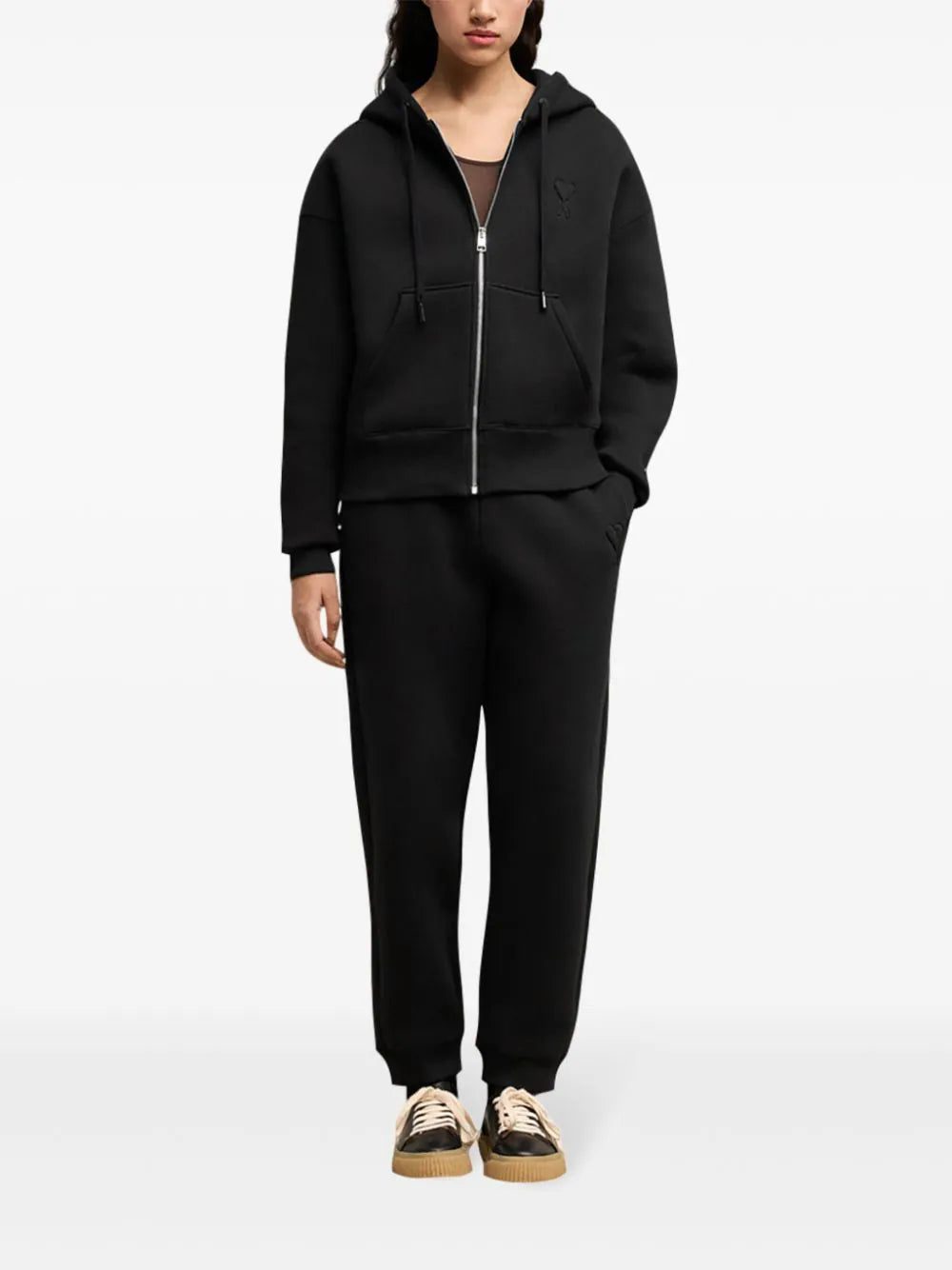 AMI Paris Ami de Coeur zipped cotton hoodie - Image 2