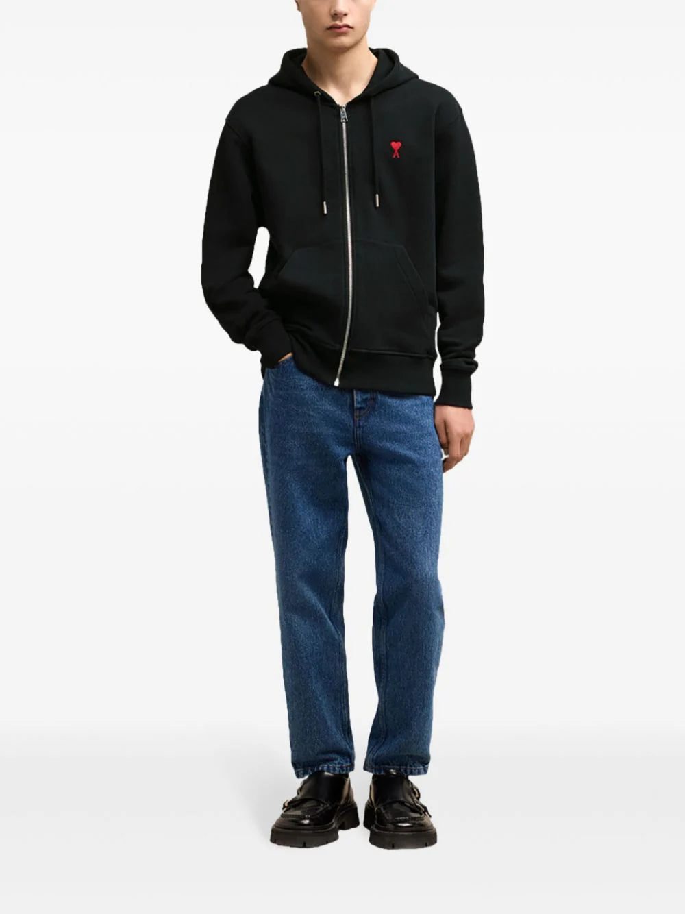 AMI Paris Ami de Coeur zipped cotton hoodie - Image 3
