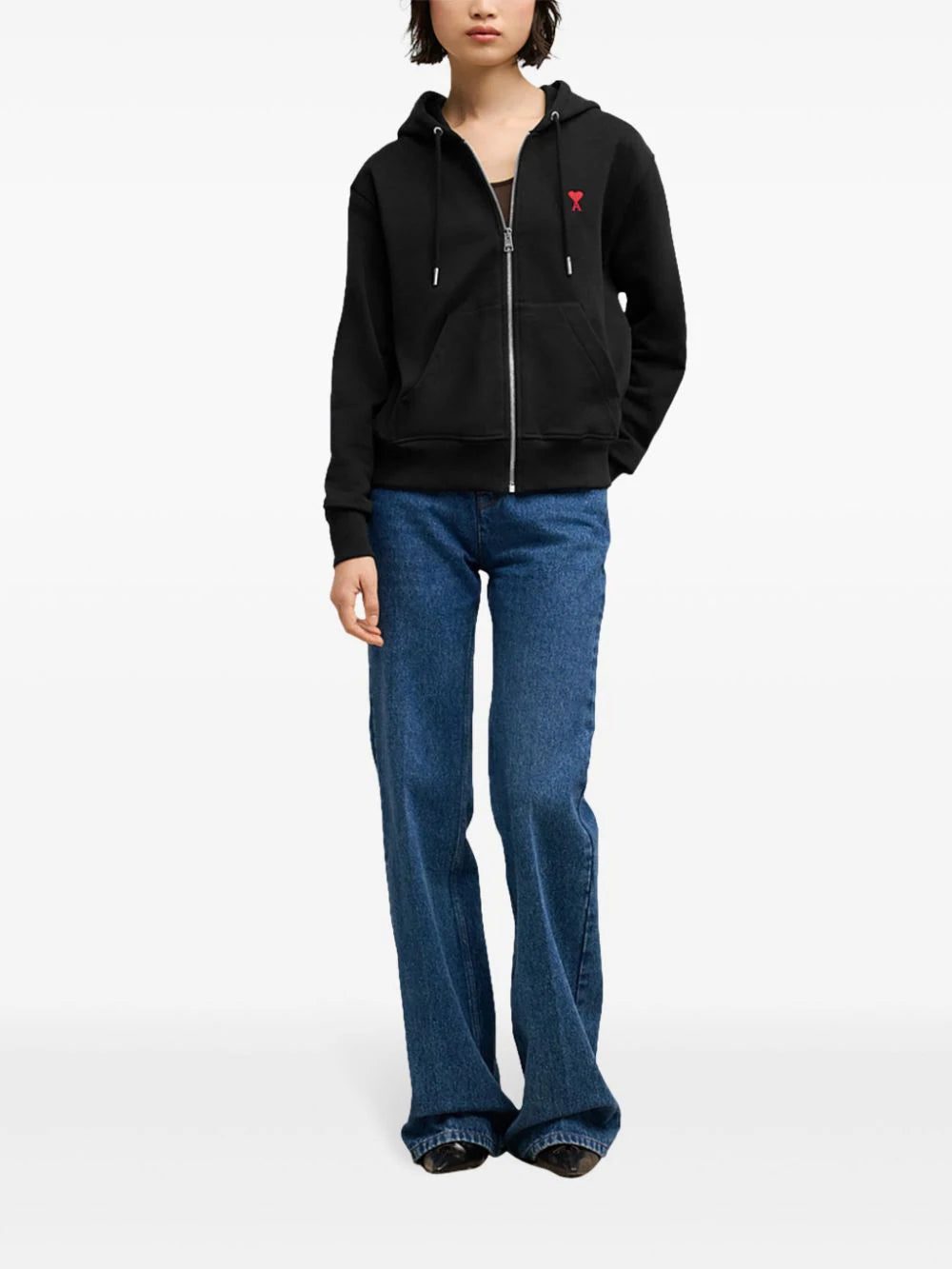 AMI Paris Ami de Coeur zipped cotton hoodie - Image 2