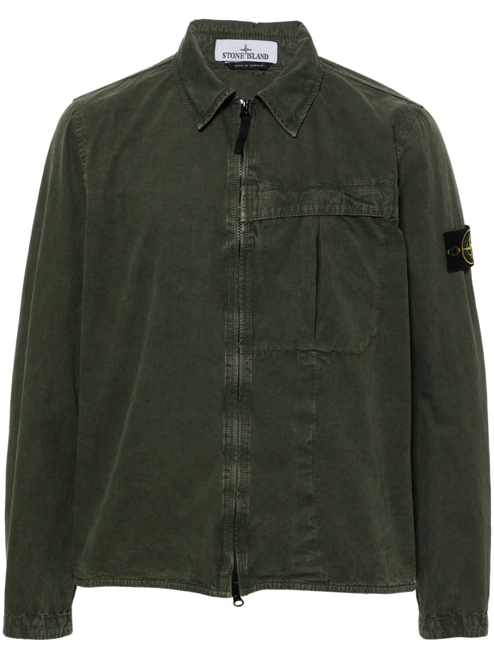 Stone Island Compass-badge cotton shirt jacket