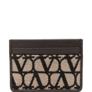 Valentino Garavani logo-jacquard leather card holder