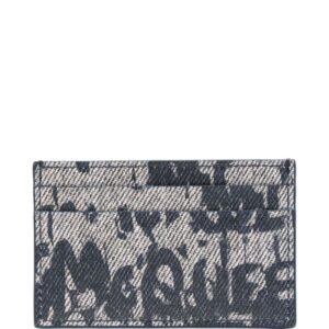 Alexander McQueen Graffiti denim-effect card holder