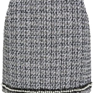 Karl Lagerfeld pearl-embellished bouclé mini skirt